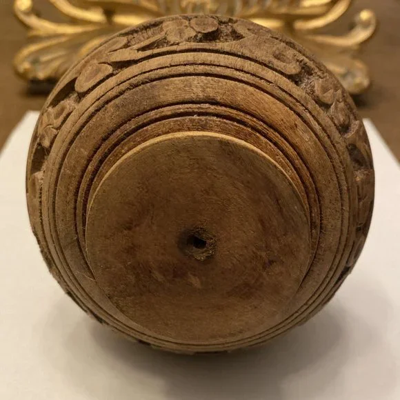 Vintage Indian? Wooden Hand Carved Vase 6
